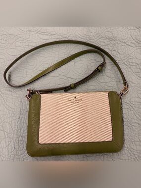 kate spade Olive Green and Cream Textured Crossbody Bag